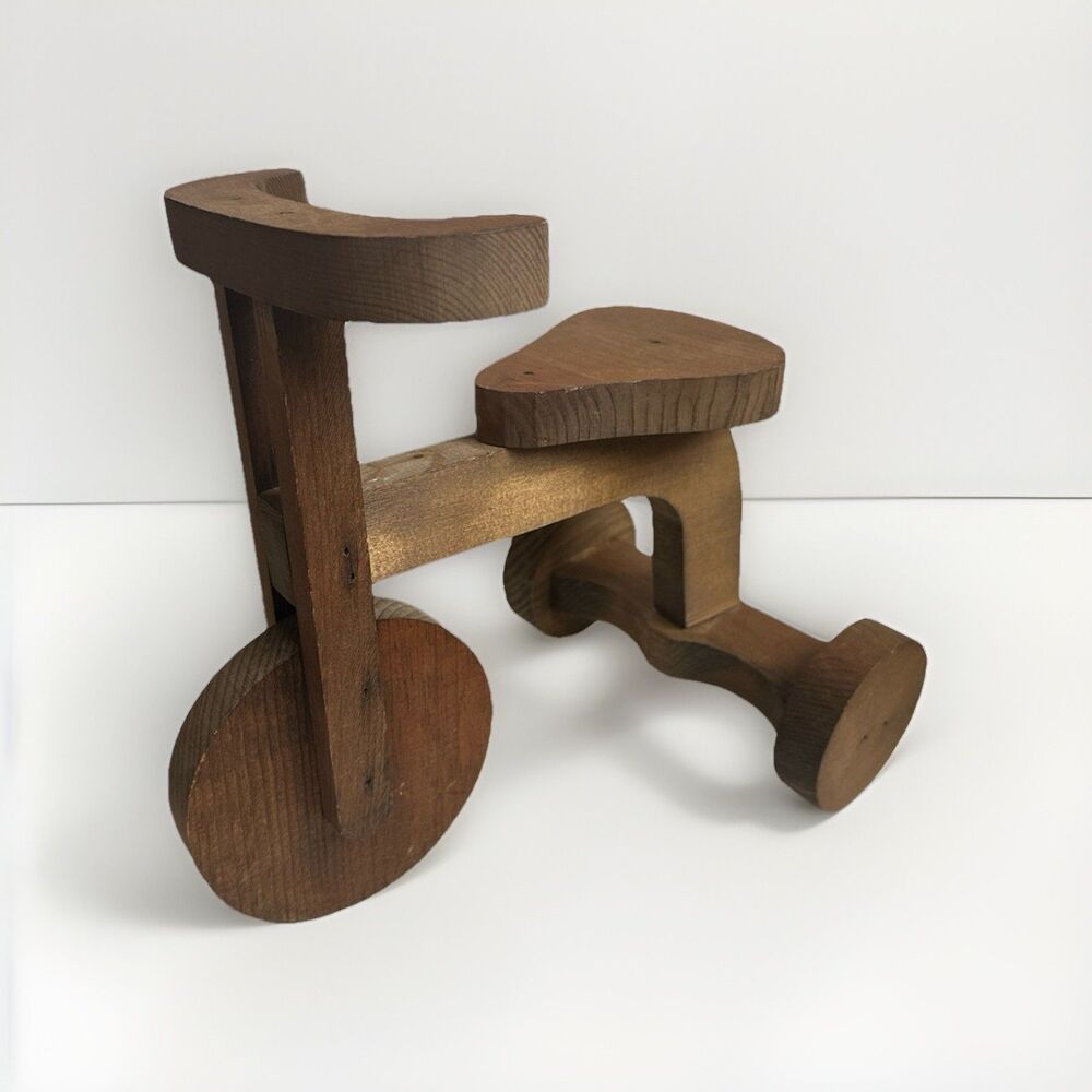 Vintage Wooden Tricycle Decor Rustic Folk Art Primitive Handmade Country